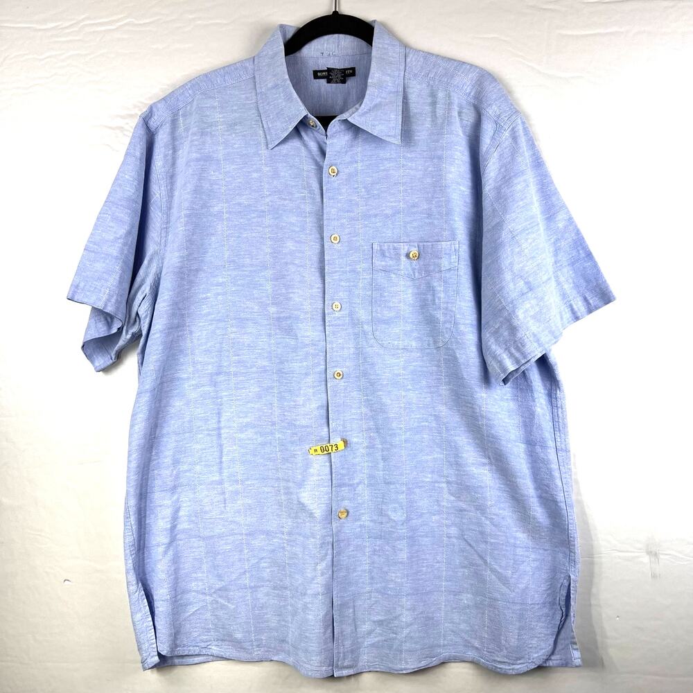 Bowen & Wright Shirt -Mens XL-Light Blue Linen Blend SS BD Woven